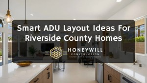 Open concept ADU kitchen and living area with natural light and mountain views in Riverside County